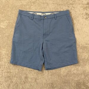 Callaway Mens Golf Shorts Blue Heathered Flat Front Performance Size 35